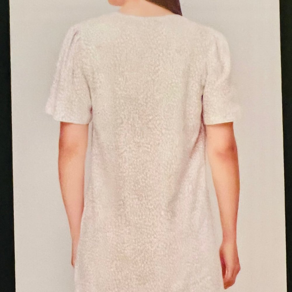 NWT Nicole Miller Original Ladies' White & Tan Pleat Hem Linen Blend Shirt Dress - Picture 14 of 14